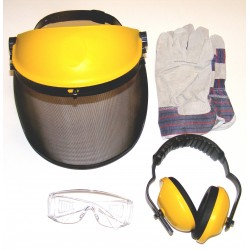 Visière relevable, casque anti-bruit et gants