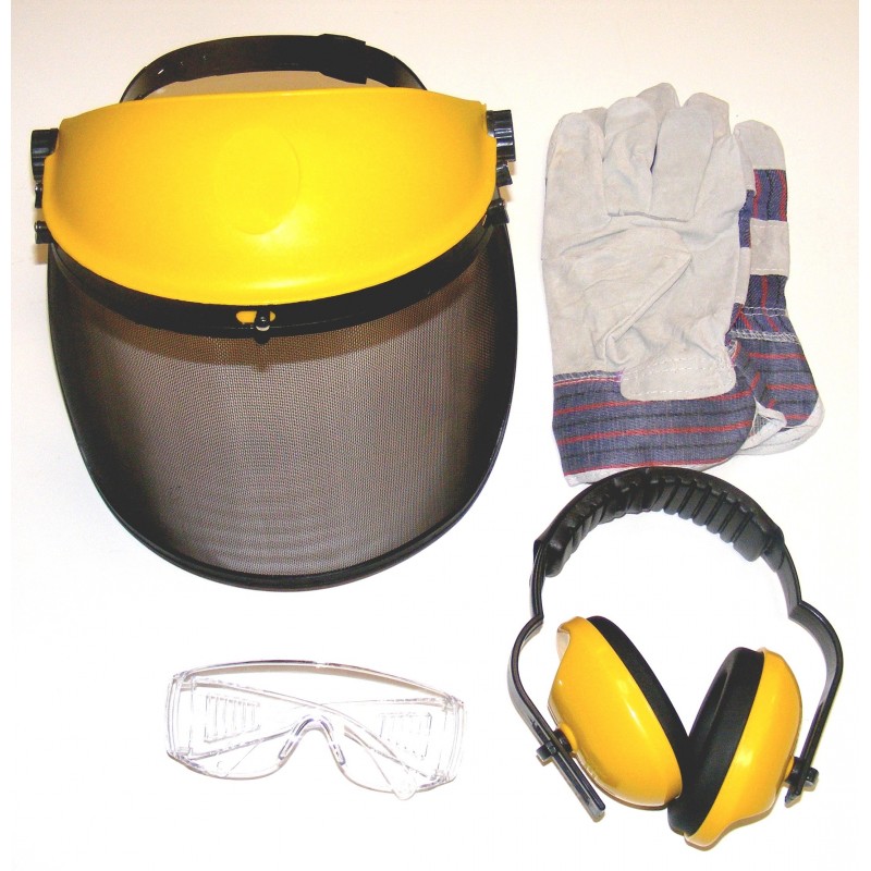 Visière relevable, casque anti-bruit et gants