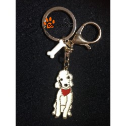 Porte clef Chien Caniche blanc