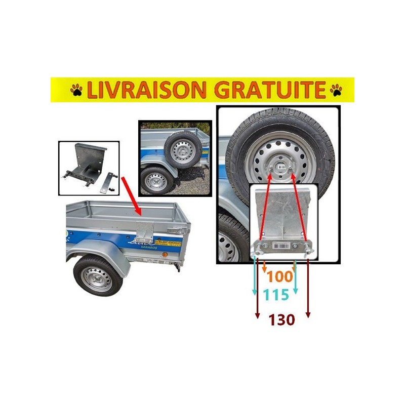 Support de roue de secours 20921A pour remroque Robust de chez Lider -  Latour Remorques